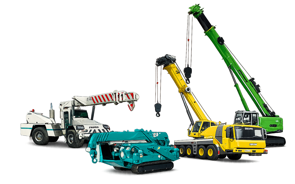All-terrain, pick and carry, city, crawler, rough terrain and mobile spider cranes